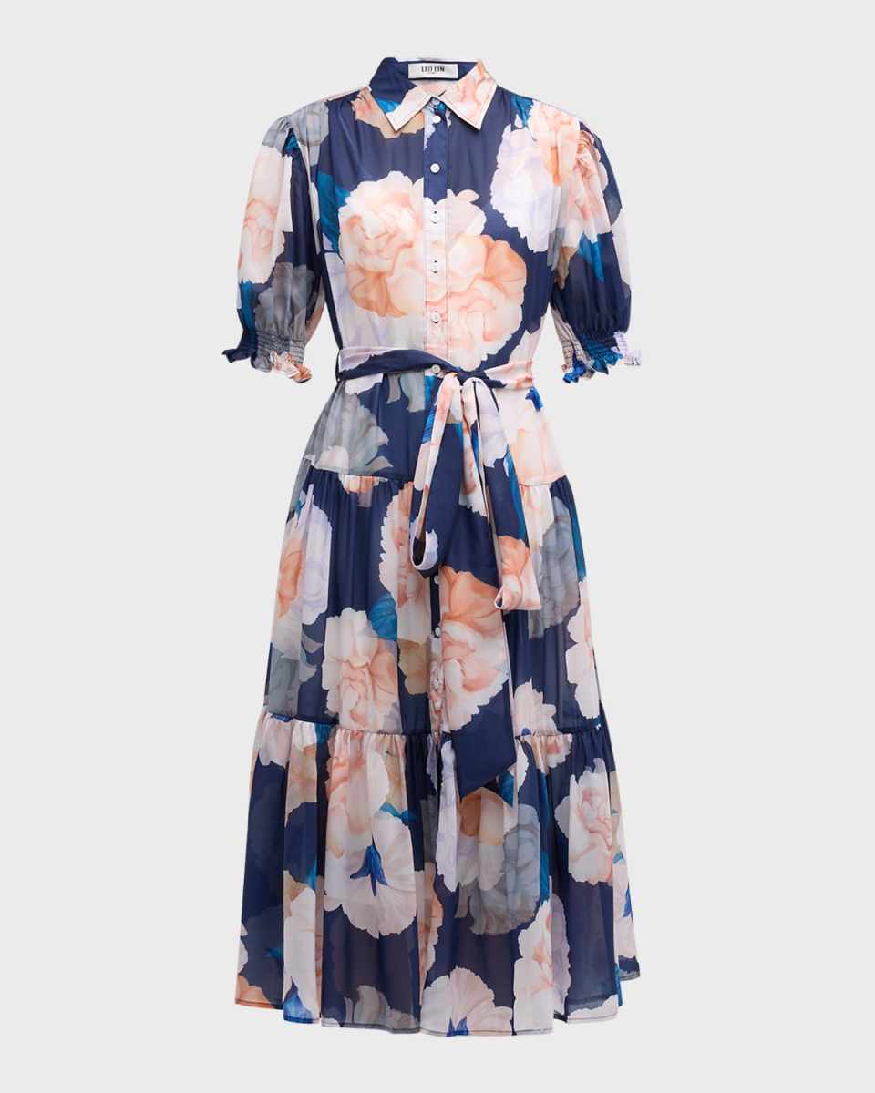 Ellie Tiered Floral-Print Midi Shirtdress